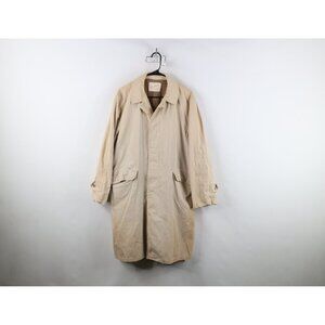 Vintage 60s 70s Streetwear Mens 38R Thrashed Trench Coat Rain Jacket Beige Tan